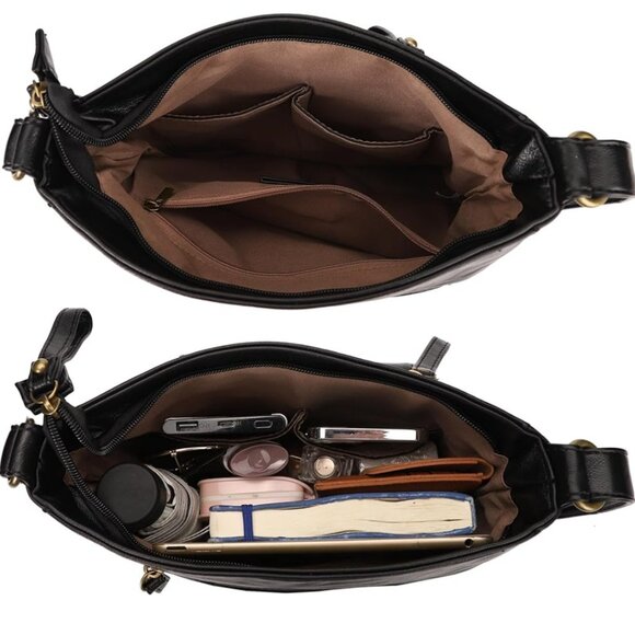 Crossbody Multi Pocket Shoulder, Medium PU Leather Cross Body Bag - Picture 7 of 7